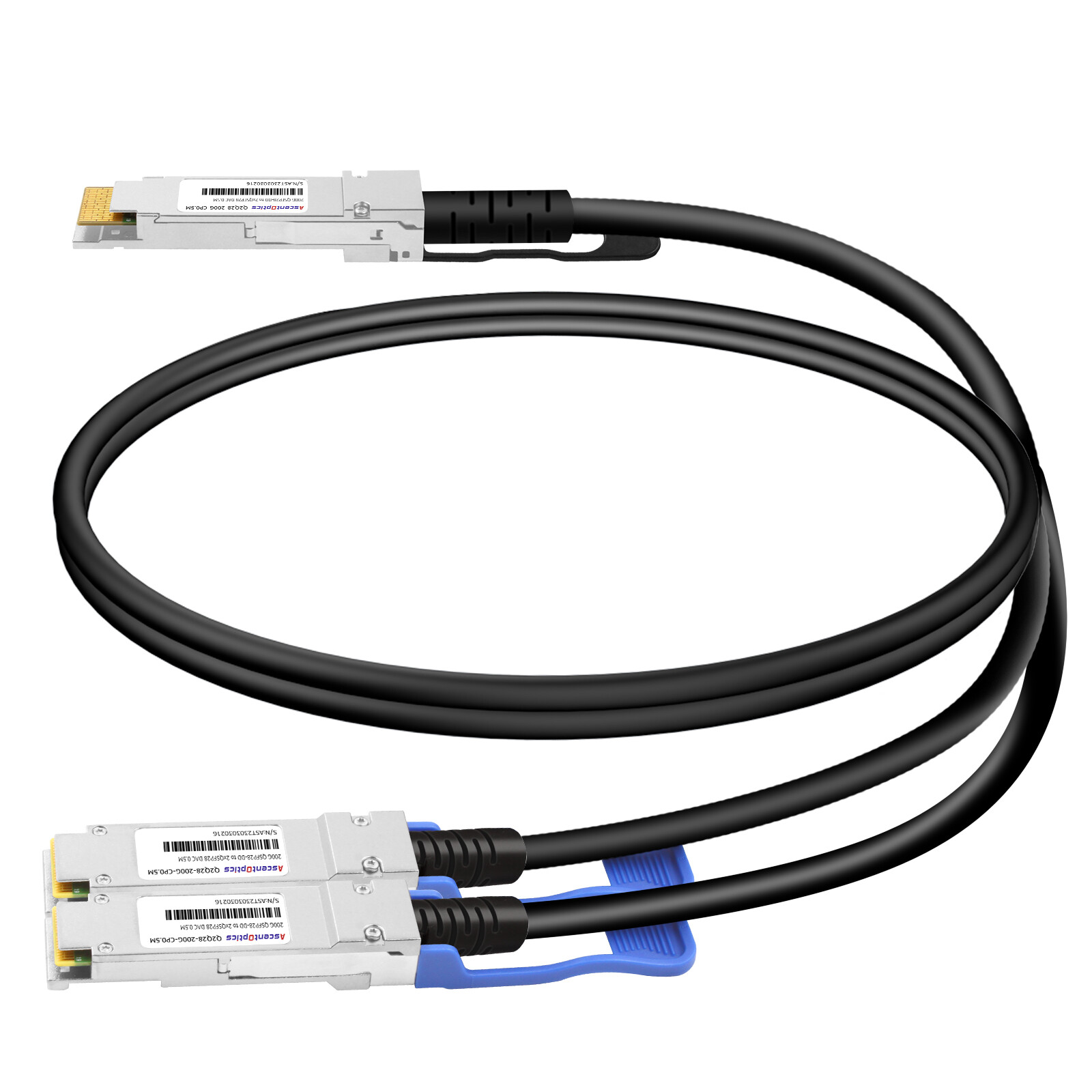 200G QSFP28-DD to 2x 100G QSFP28 Copper Breakout Cable,0.5 Meter,Passive