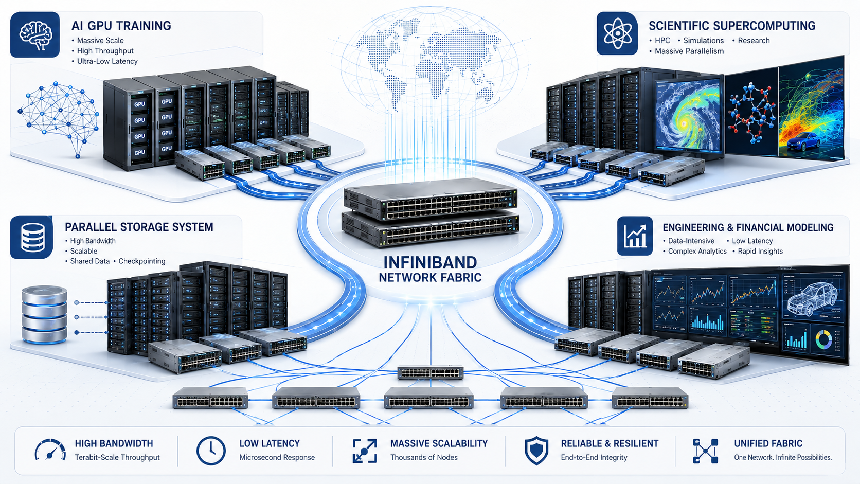 InfiniBand applications in AI, HPC, storage and scientific computing