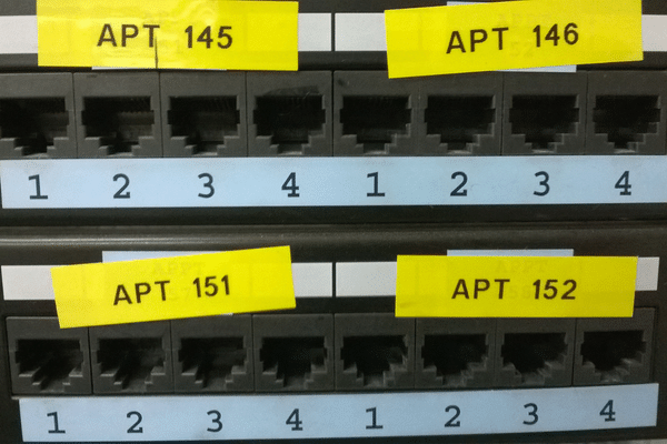 Patch panel in apartment block basement