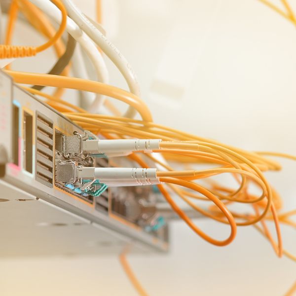 Optic fiber cables connected to data center