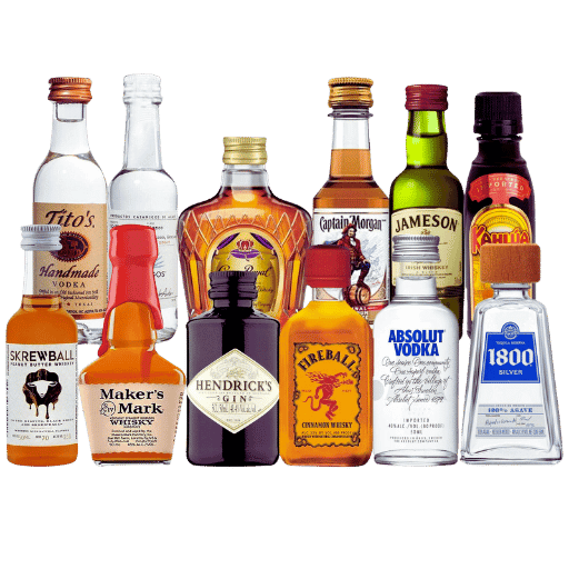 How can I use mini alcohol bottles for wedding favors?