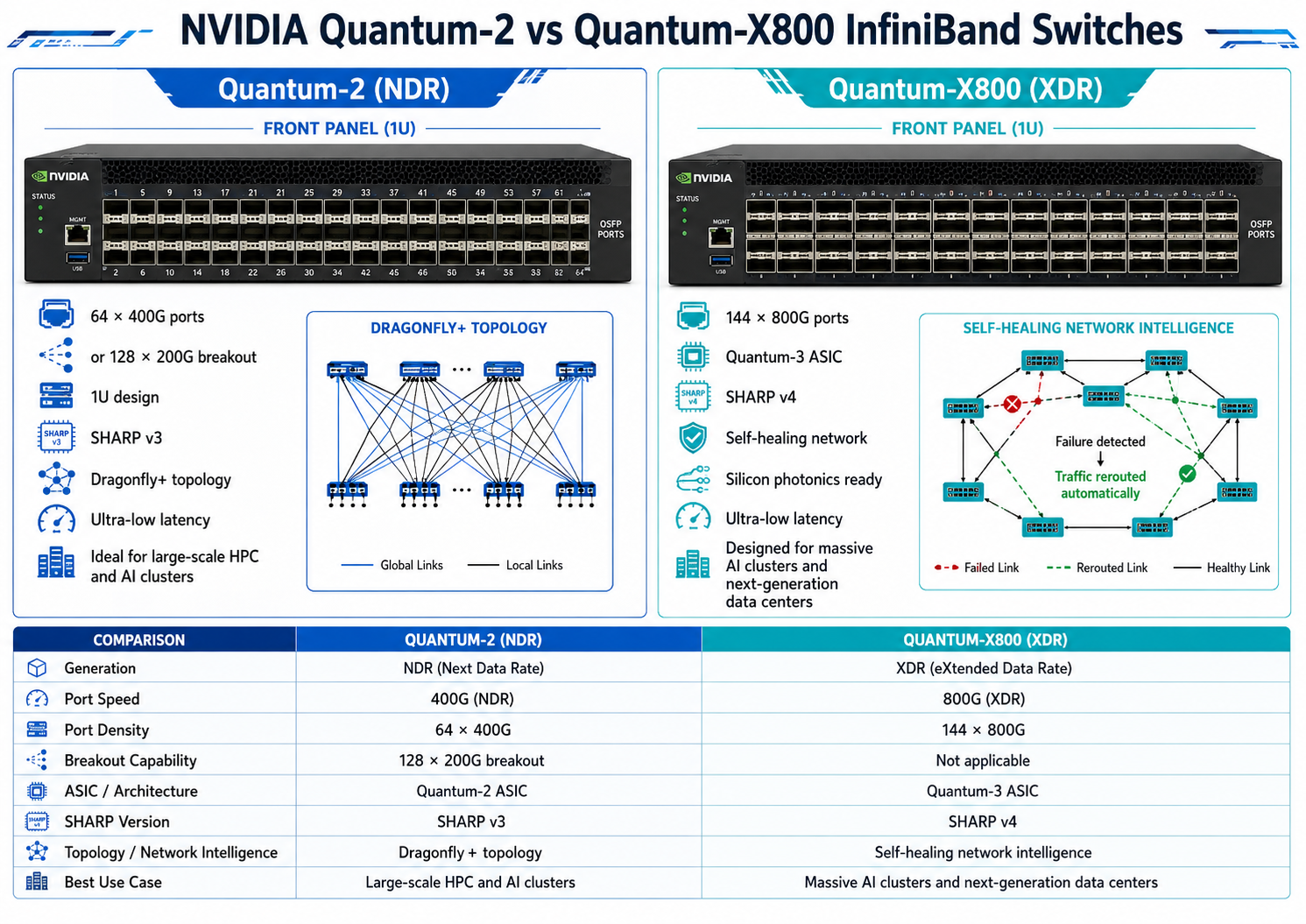 Quantum-2 vs Quantum-X800 InfiniBand Switches
