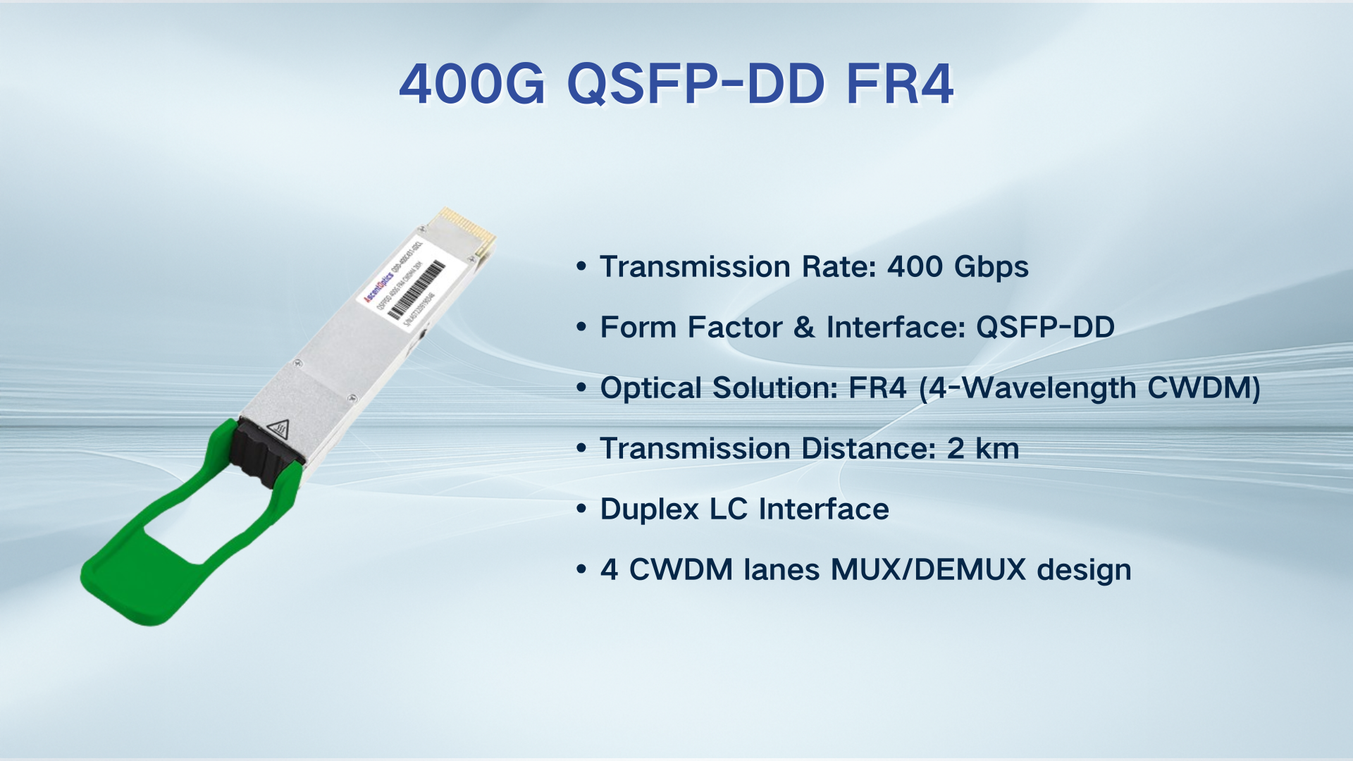 Core Technical Features of 400G QSFP-DD FR4