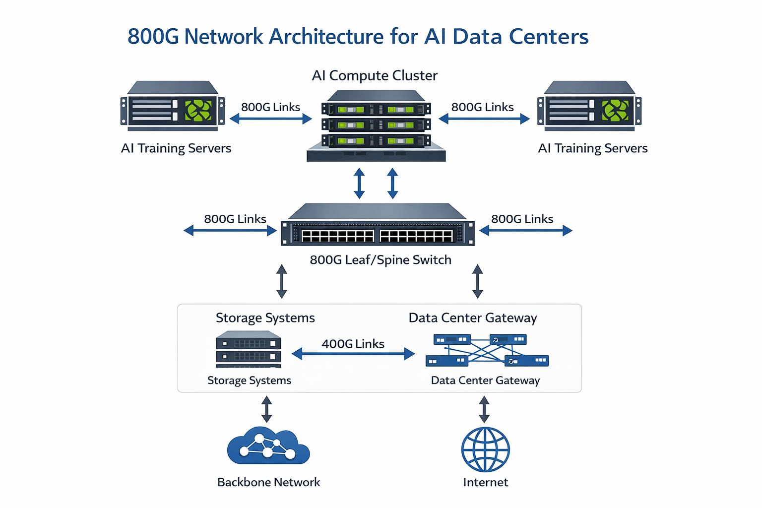 800G Network Architecture for AI Data Centers