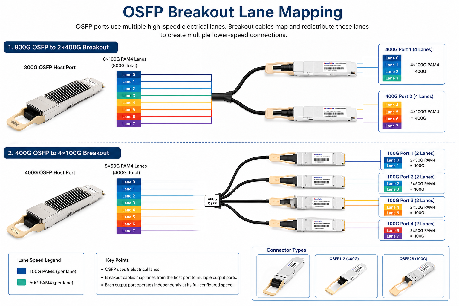 OSFP Breakout Lane Mapping