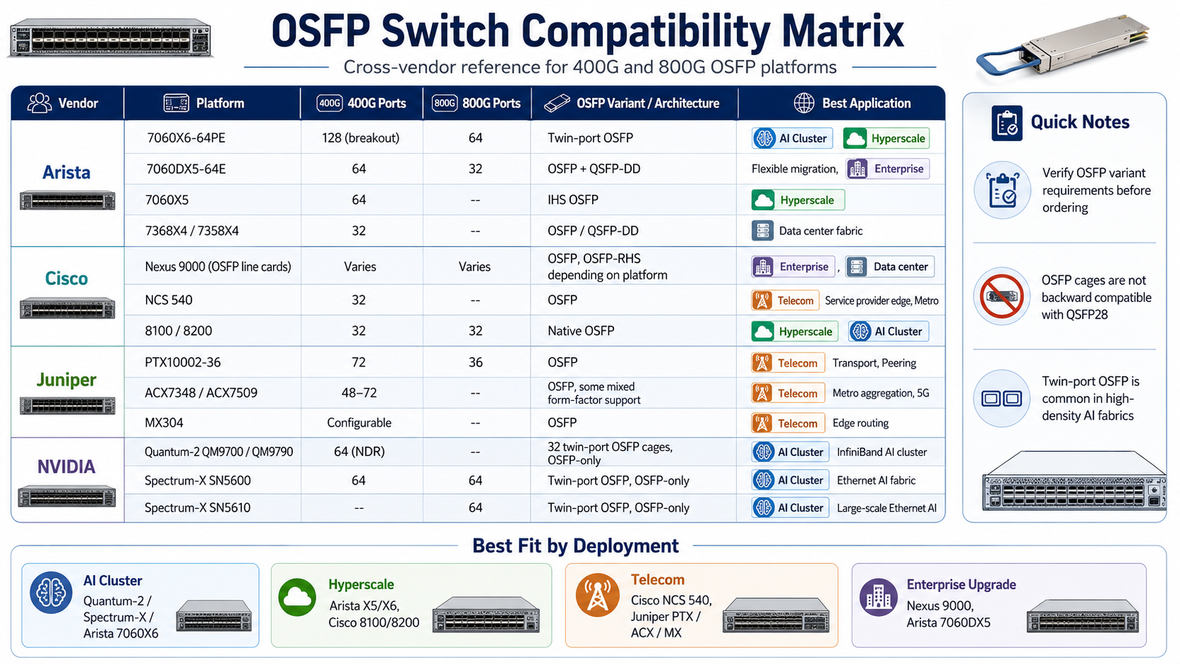 OSFP Switch Compatibility Matrix