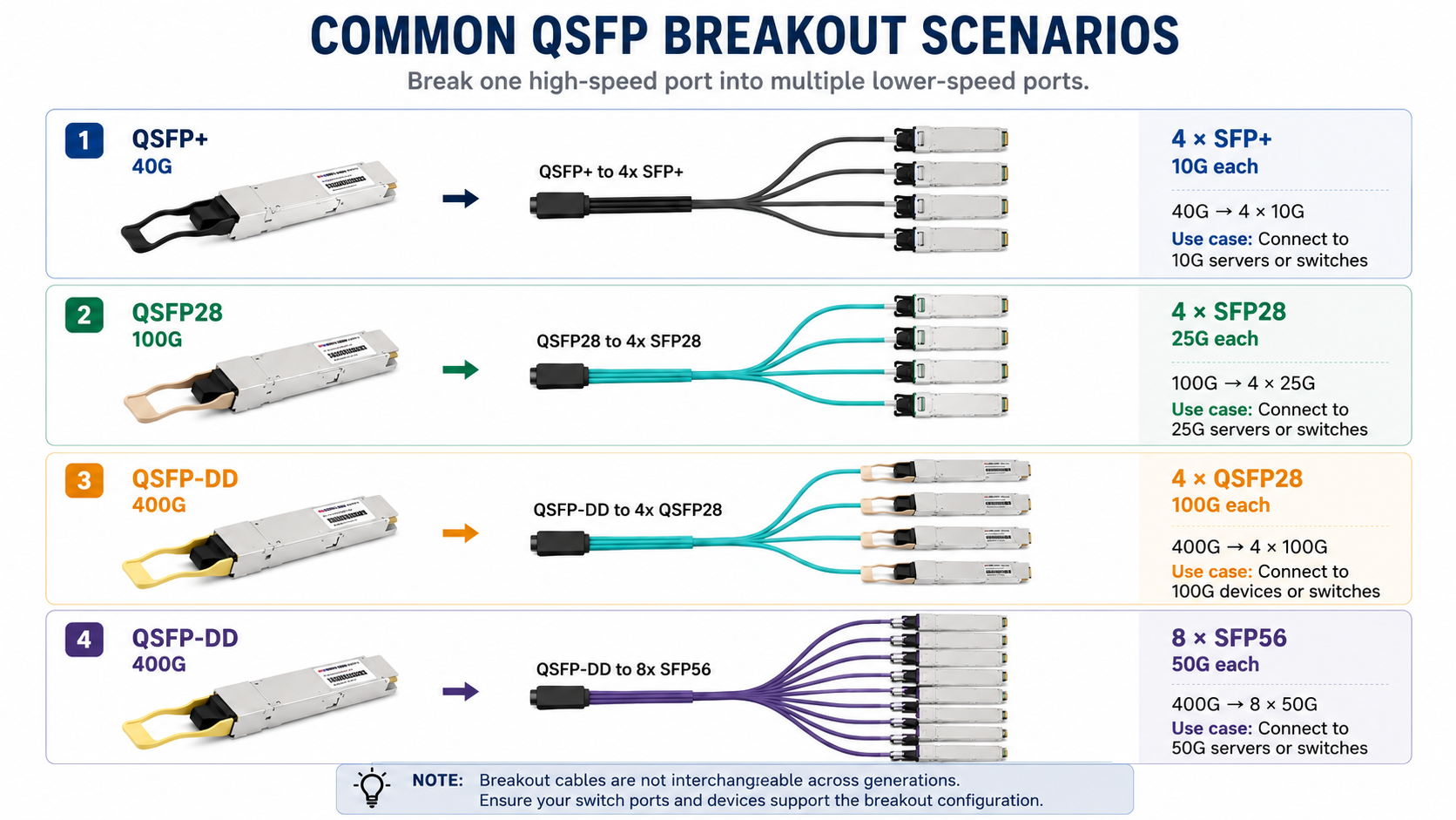 Common QSFP Breakout Scenarios