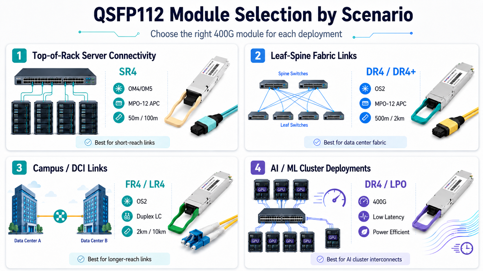 QSFP112 Module Selection by Scenario