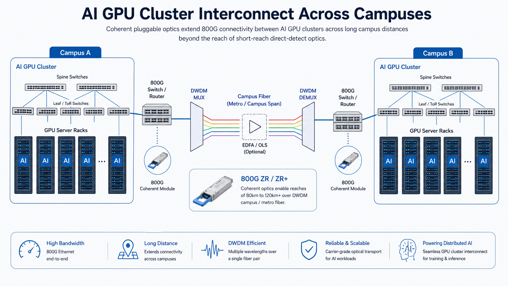800G Coherent Interconnect for Distributed AI Clusters
