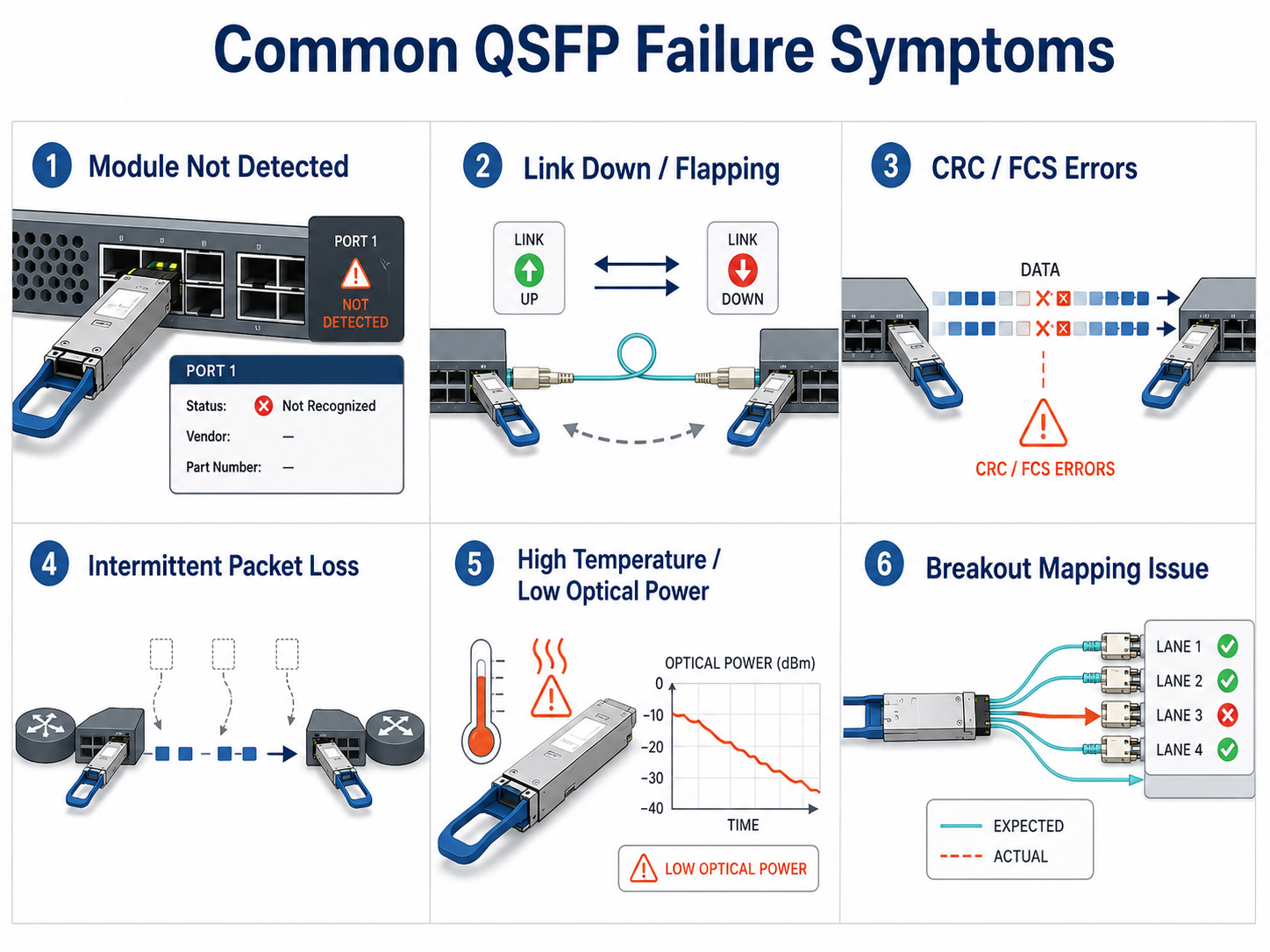 Common QSFP Failure Symptoms