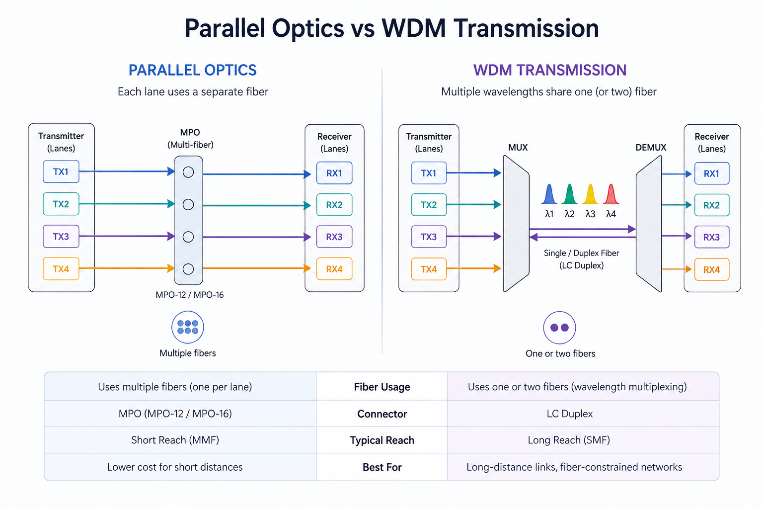 Parallel Optics vs WDM Transmission