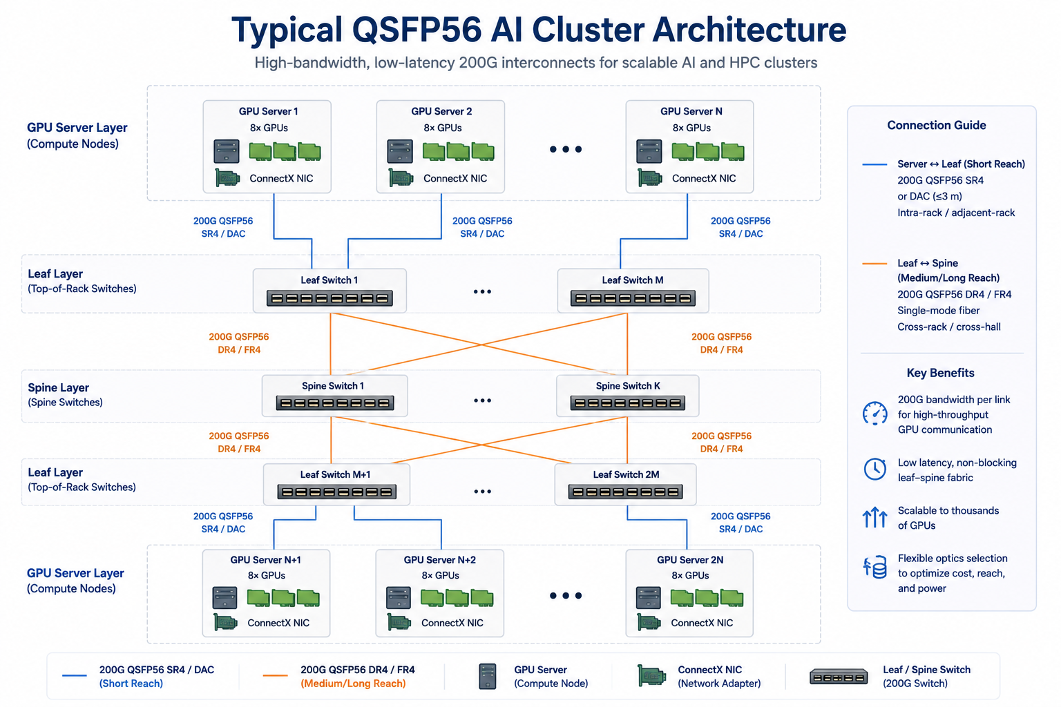 Typical QSFP56 AI Cluster Architecture