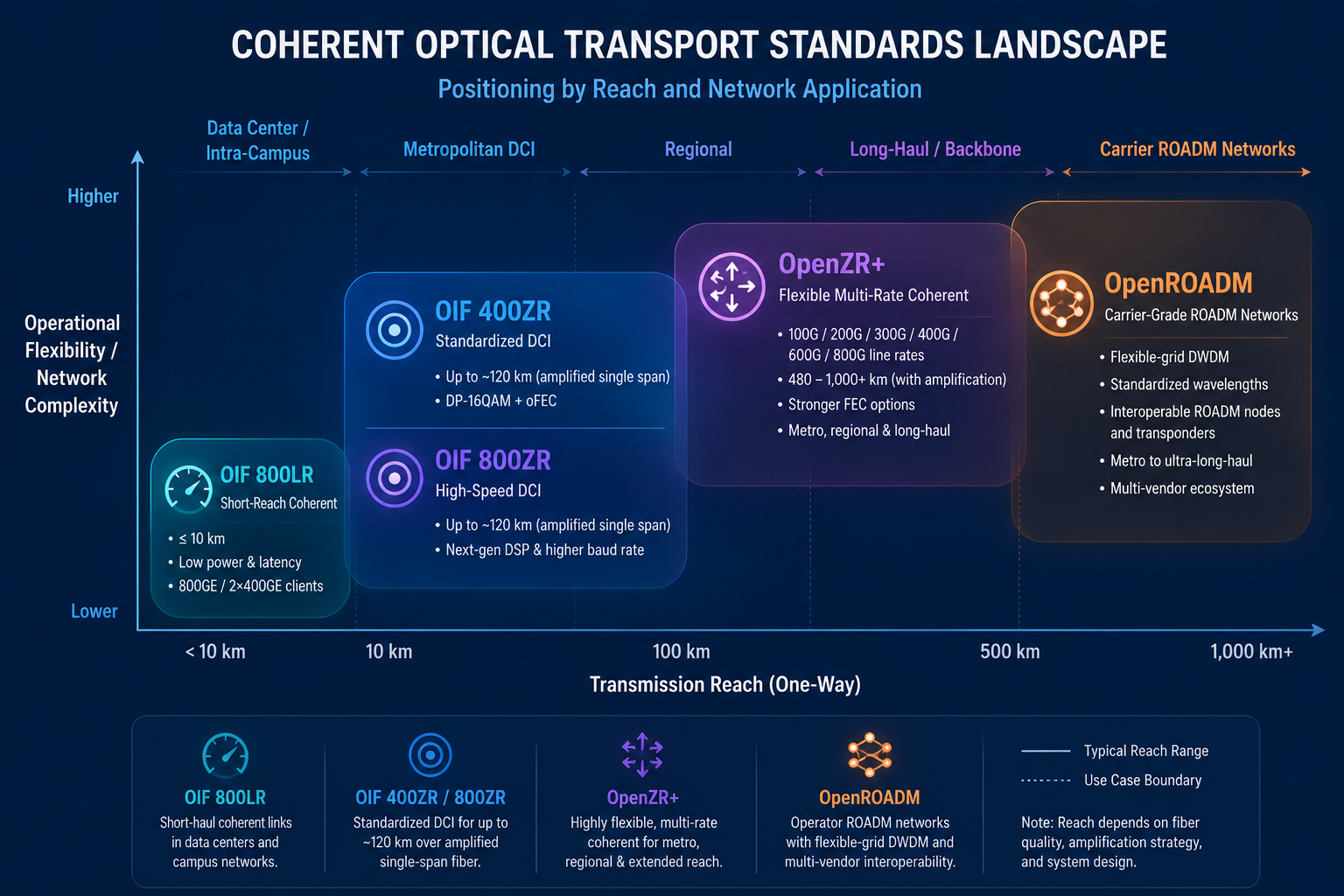 Comparison of OIF 400ZR 800ZR 800LR OpenZR+ and OpenROADM standards