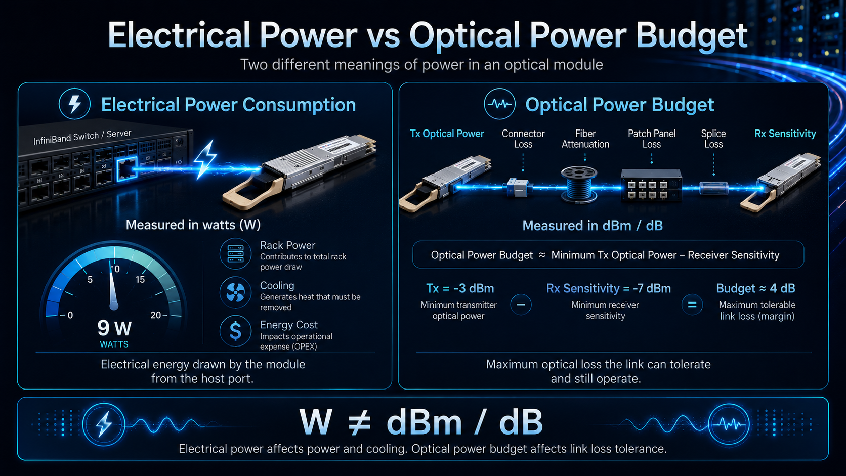 Electrical Power Consumption vs Optical Power Budget