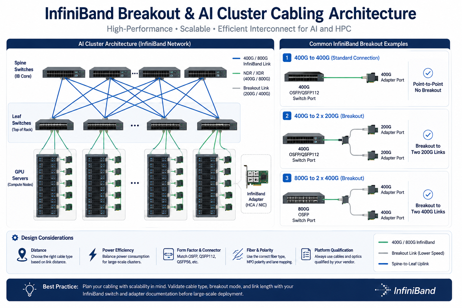 InfiniBand Breakout & AI Cluster Cabling Architecture