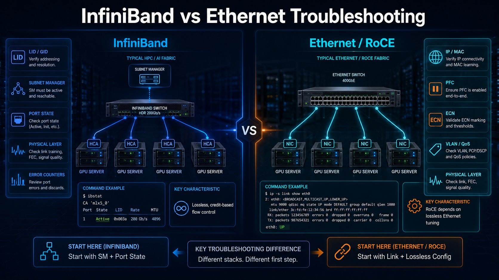 InfiniBand vs Ethernet Troubleshooting