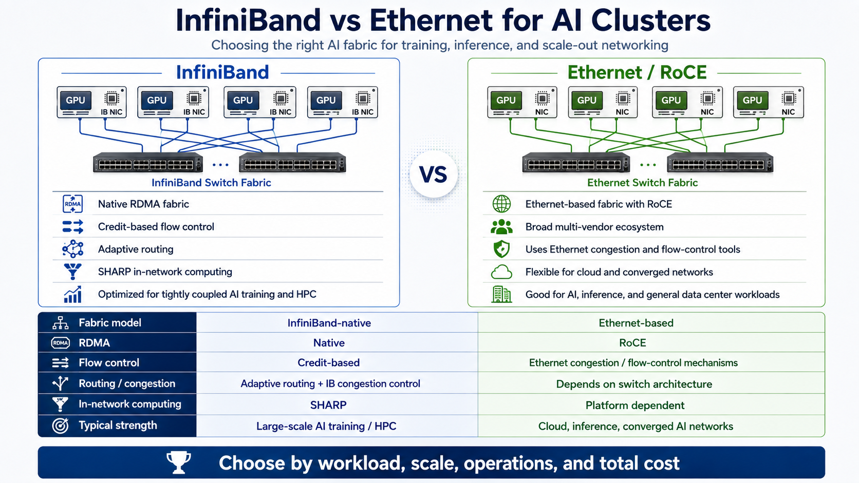 InfiniBand vs Ethernet for AI Clusters
