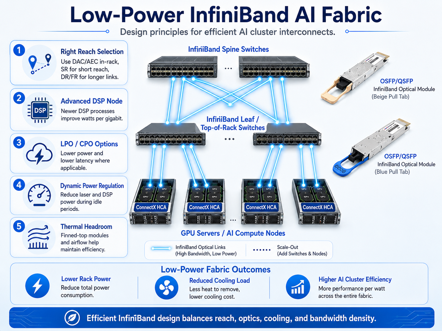 Low-Power InfiniBand AI Fabric