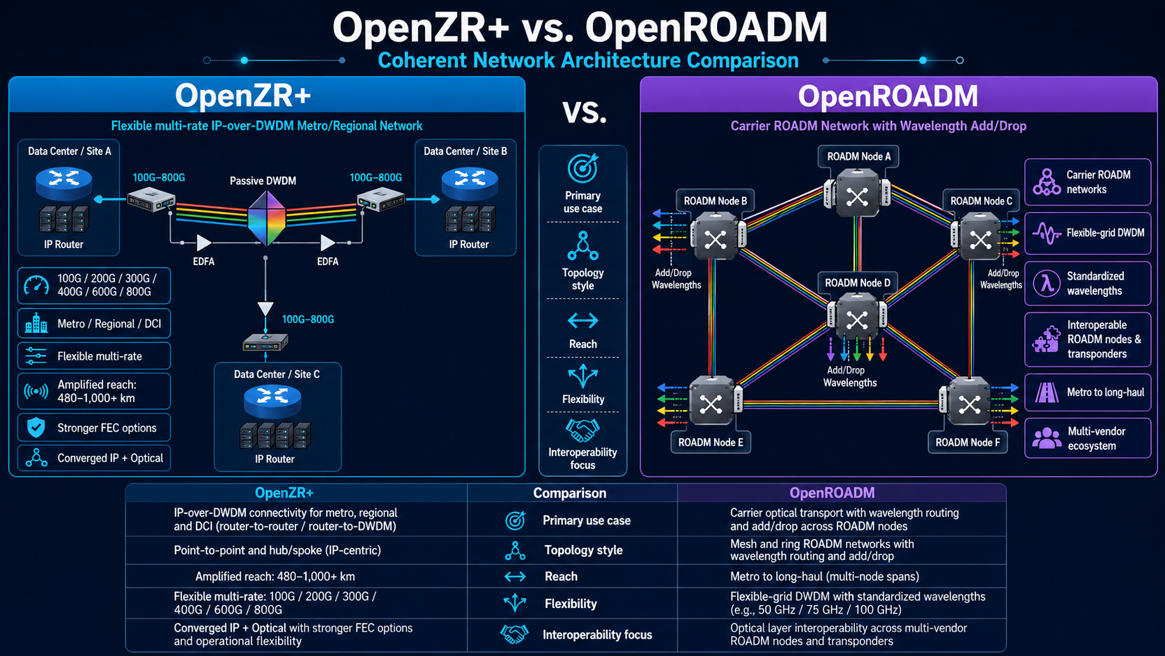 OpenZR+ MSA vs. OpenROADM MSA