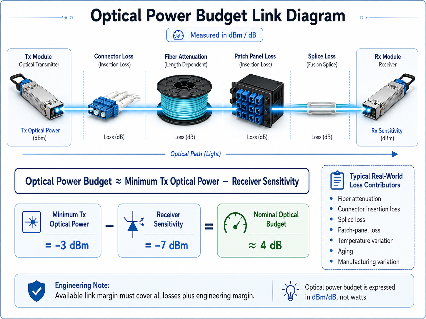 Optical Power Budget Link Diagram