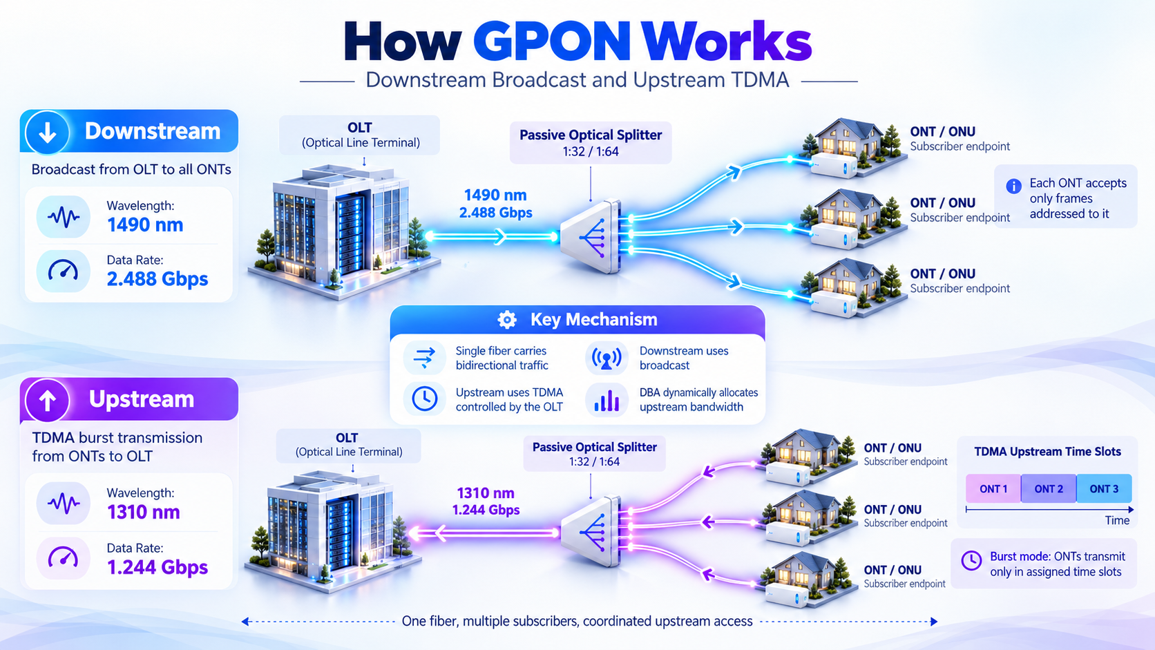 How Does GPON Work? Upstream and Downstream