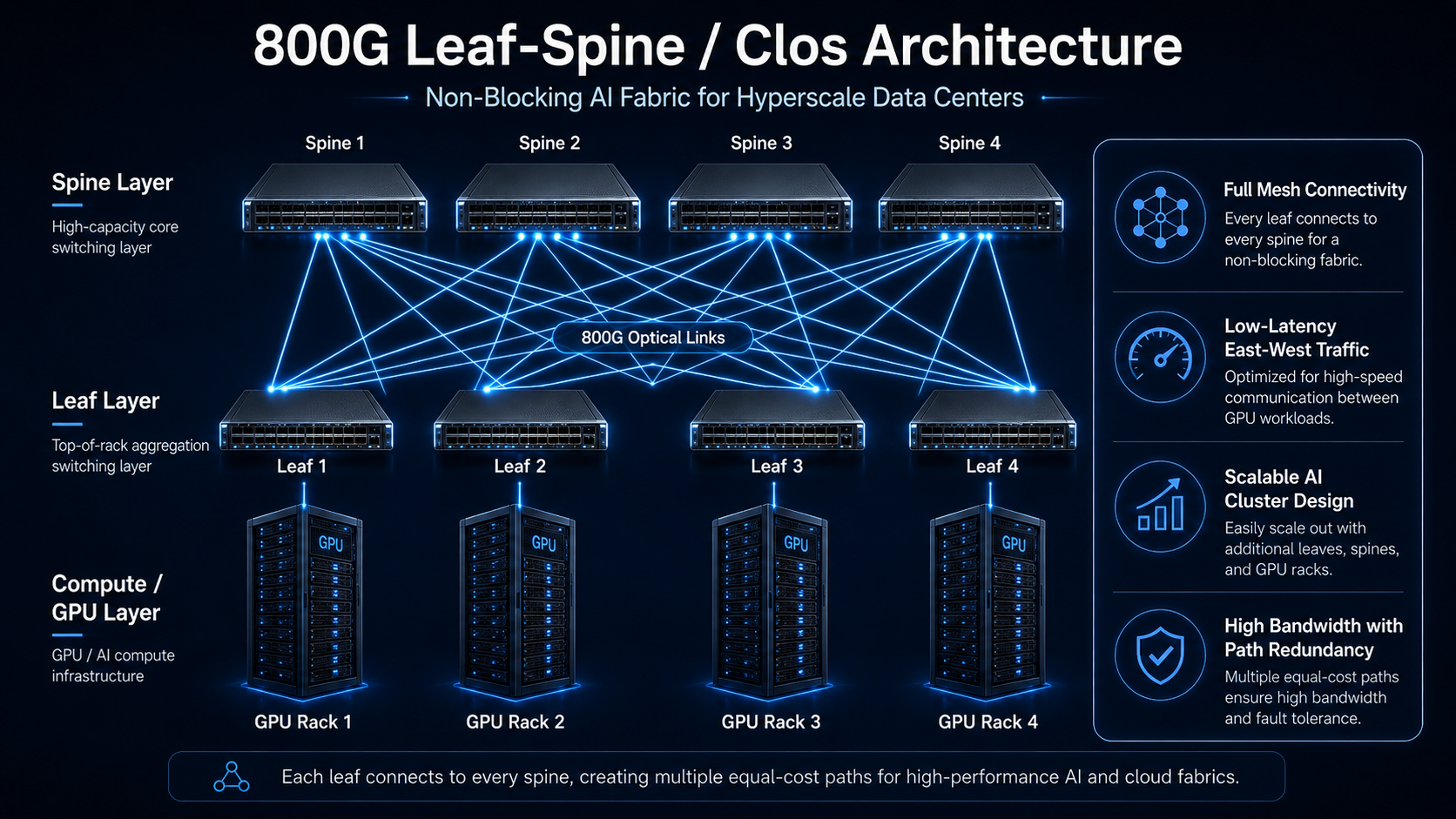 800G Leaf-Spine Clos Architecture