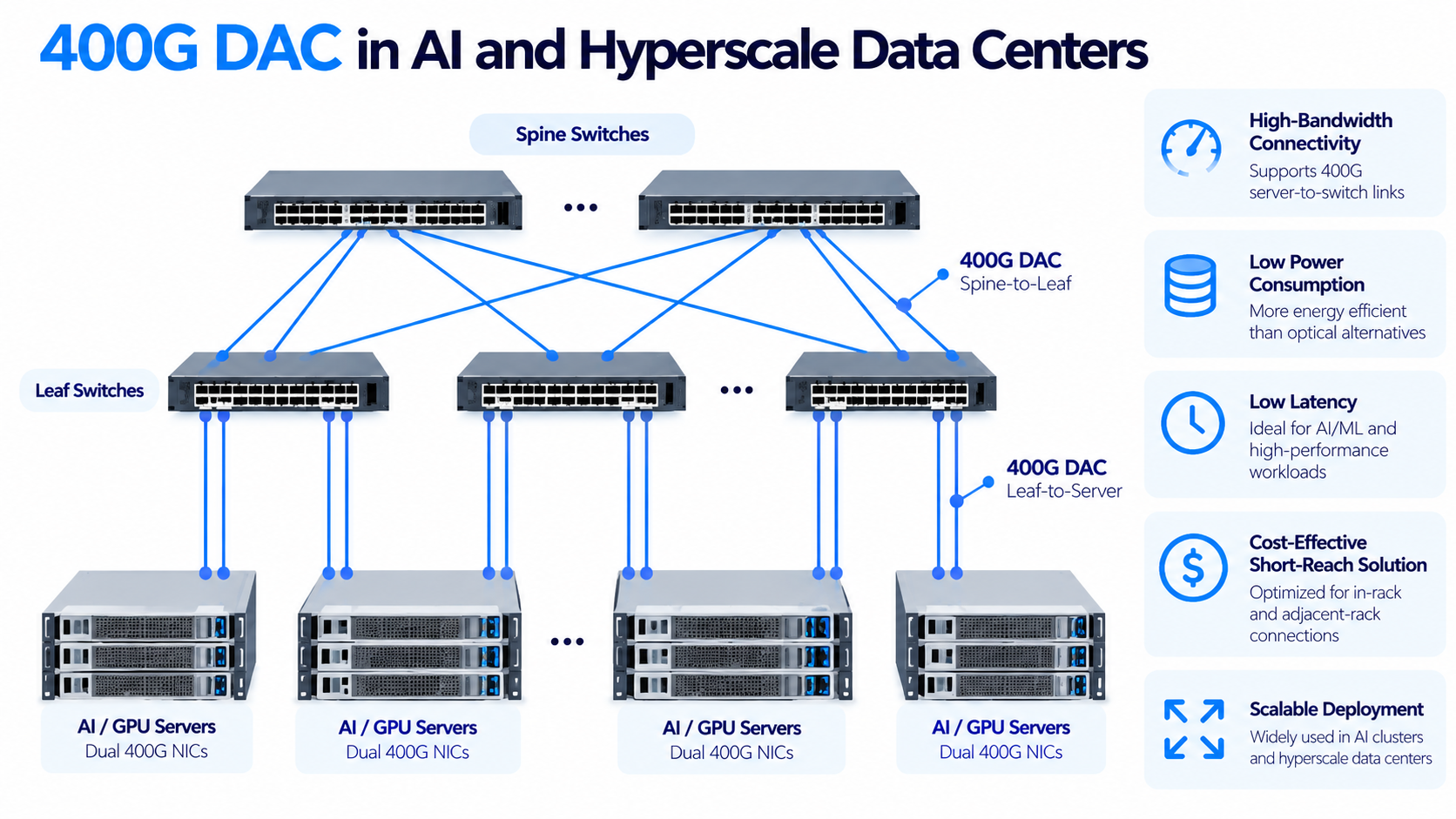 400G DAC in AI and Hyperscale Data Centers
