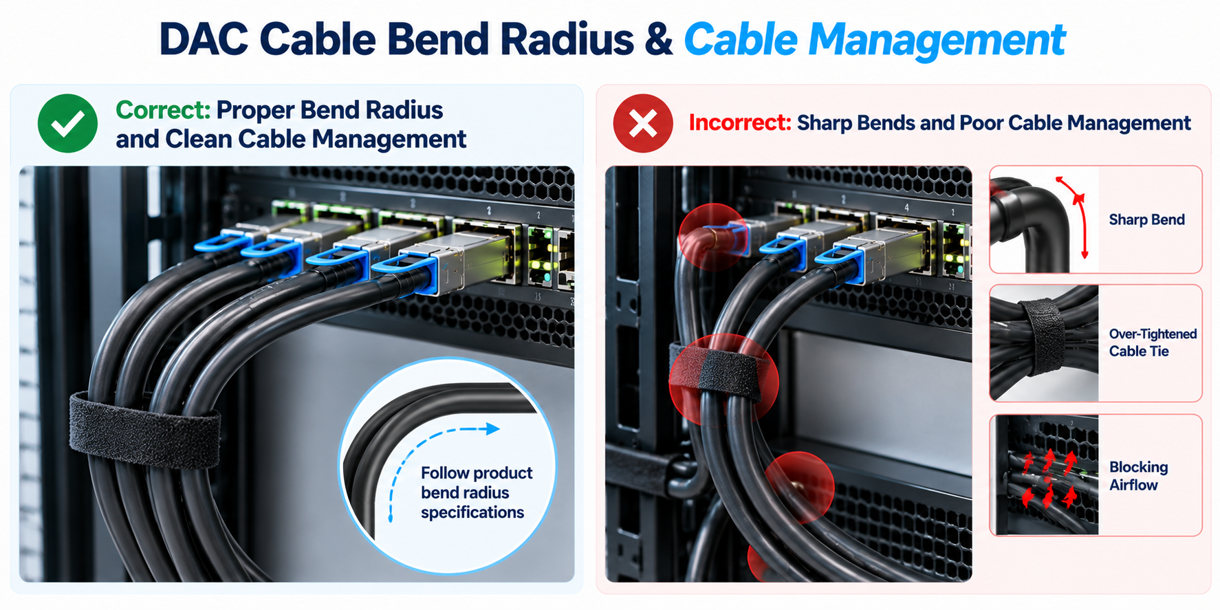 DAC Cable Bend Radius & Cable Management