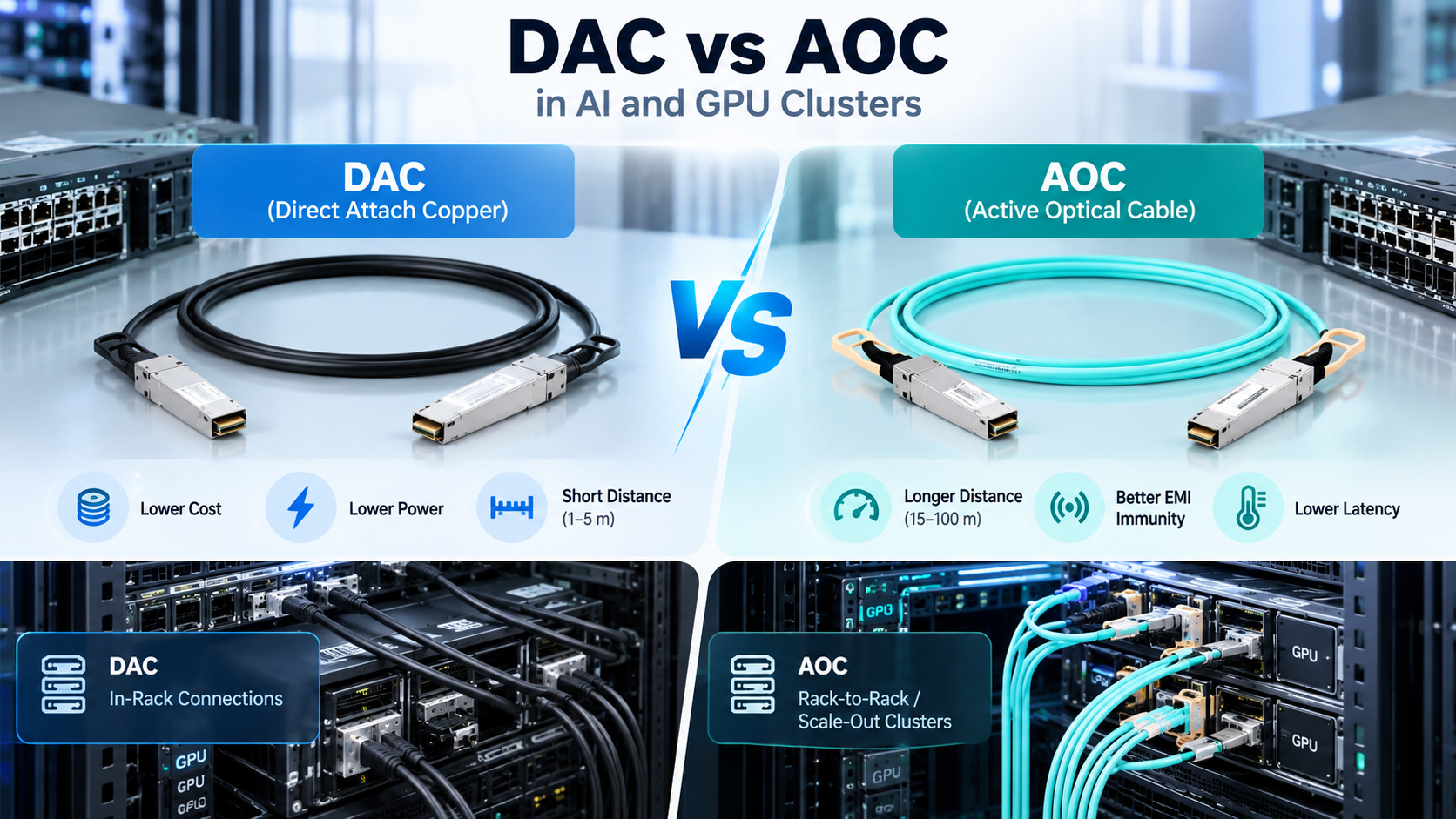 DAC vs AOC in AI and GPU Clusters