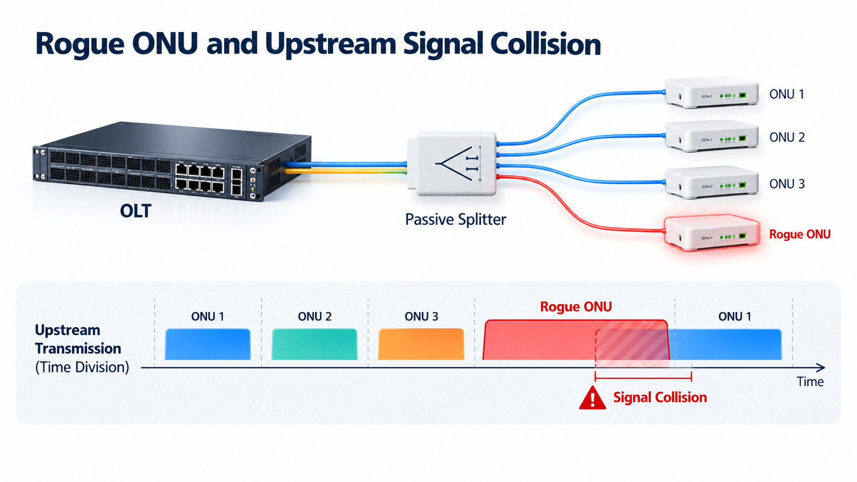 Rogue ONU and Upstream Signal Collision