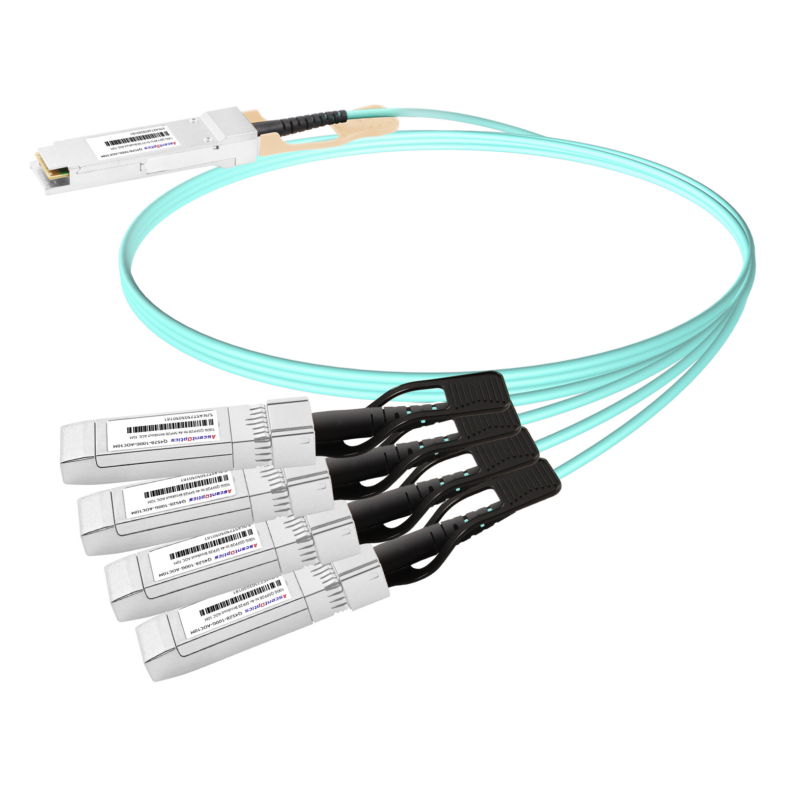 100G QSFP28 to 4x 25G SFP28 Breakout AOC Cable,10 Meters