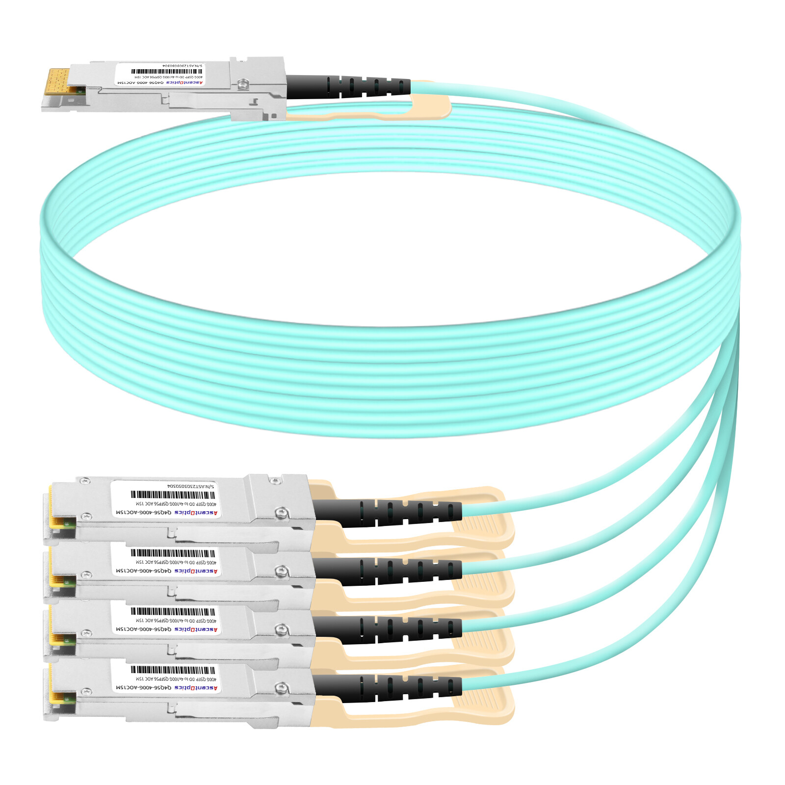 400G QSFP-DD to 4x 100G QSFP56 Breakout AOC Cable,15 Meters