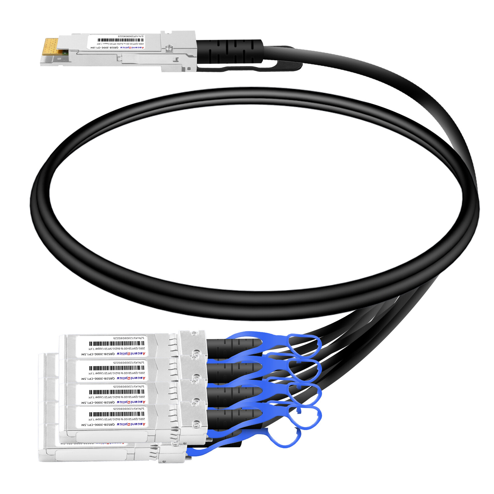 200G QSFP28-DD to 8x 25G SFP28 Copper Breakout Cable,1.5 Meter,Passive