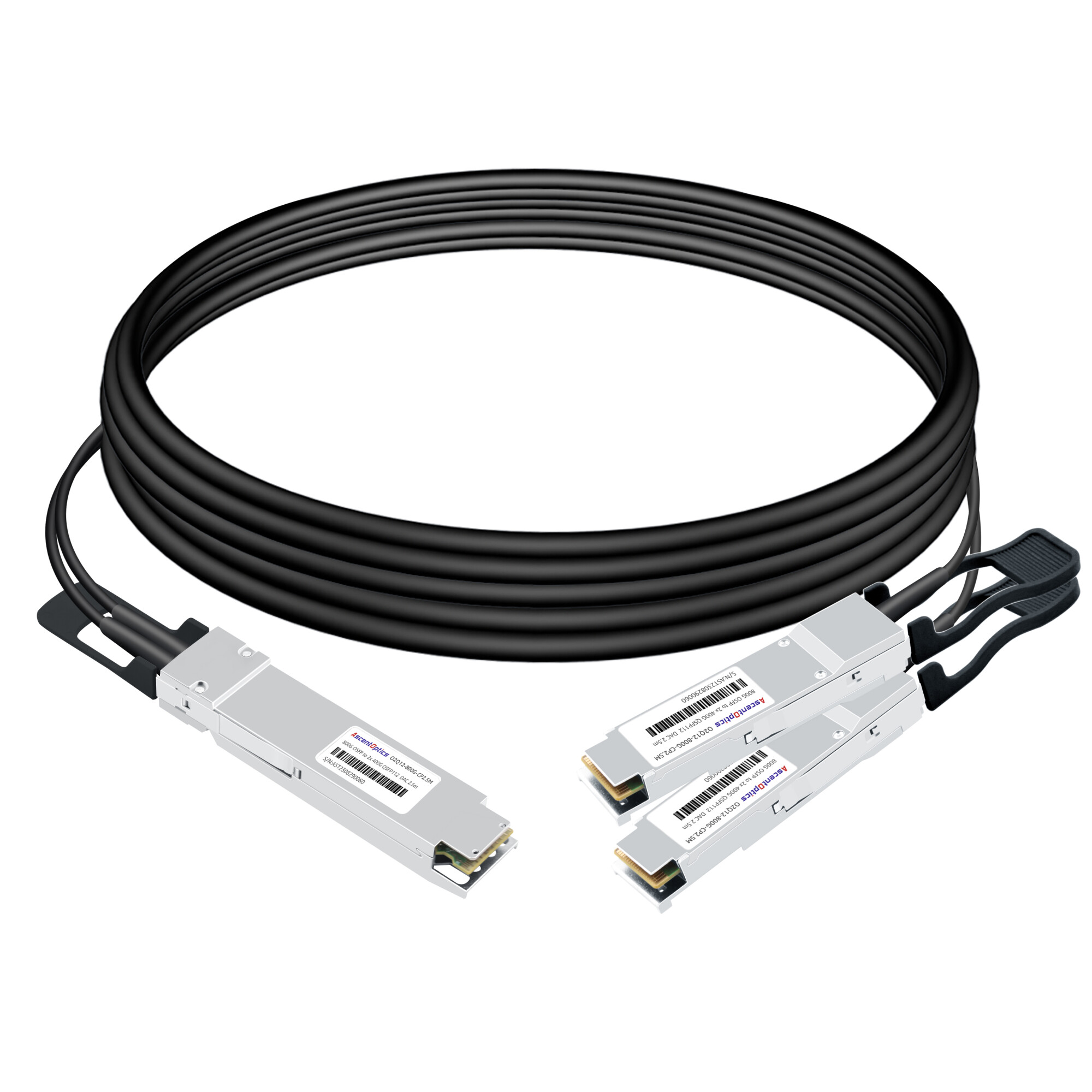 800G OSFP to 2x 400G QSFP112 Copper Breakout Cable,2.5 Meter